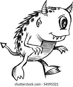 Doodle Sketchy Monster Alien Vector Illustration