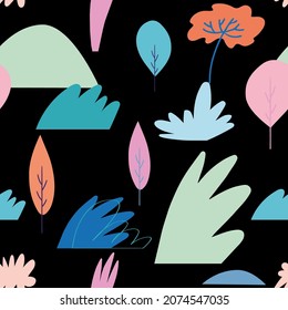 Doodle sketchy outdoor pattern, modern seamless design for