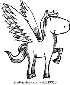 Doodle Sketchy Pegasus  vector