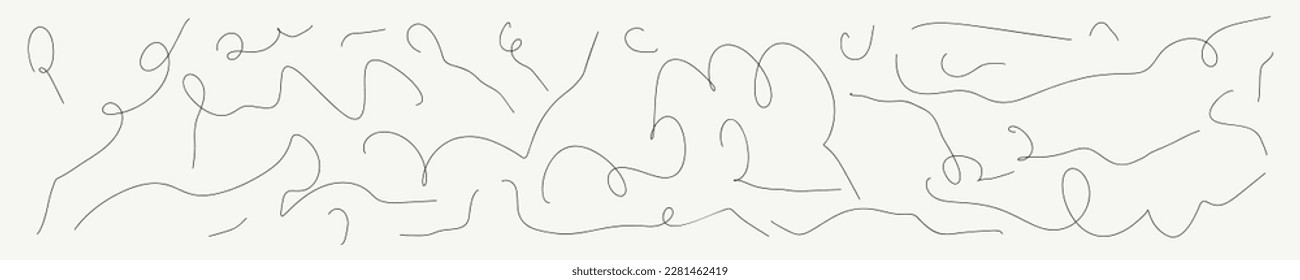 Lápiz esquemático Doodle e ilustración vectorial garabato. Conjunto de garabatos vectoriales dibujados a mano. Formas de tinta de lápiz vectorial. Elementos de diseño aislados para su diseño.
