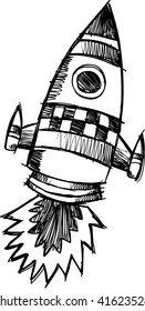 Doodle Sketchy Rocket Vector Illustration