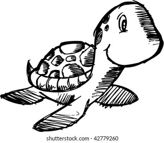  Doodle Sketchy Sea turtle Vector Illustration