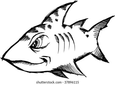 Doodle Sketchy shark Vector Illustration