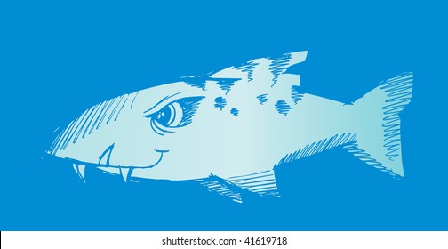 Doodle Sketchy shark Vector Illustration