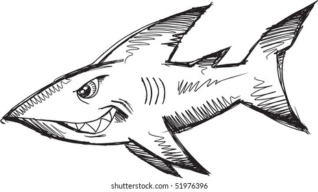 Doodle Sketchy shark Vector Illustration