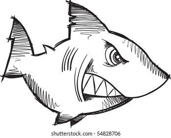 Doodle Sketchy Shark Vektorgrafik