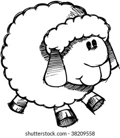 Doodle Sketchy Sheep Lamb Vector