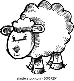 Doodle Sketchy Sheep Lamb Vector