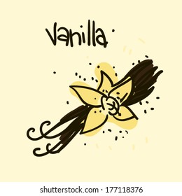 Doodle sketchy simple vector food illustration: vanilla