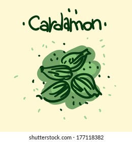 Doodle sketchy simple vector food illustration: cardamon