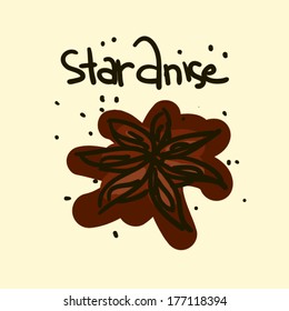 Doodle sketchy simple vector food illustration: star anise