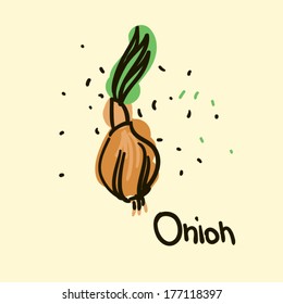 Doodle sketchy simple vector food illustration: onion