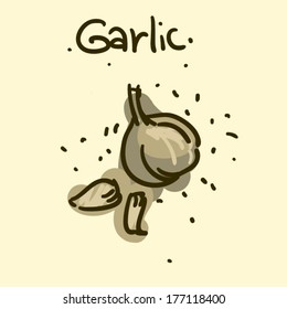 Doodle sketchy simple vector food illustration: garlic