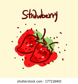 Doodle sketchy simple vector food illustration: strawberry