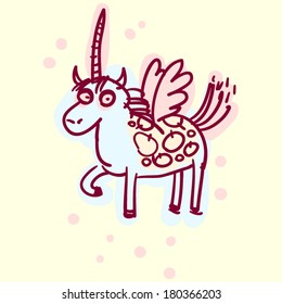 Doodle sketchy simple vector illustration: unicorn