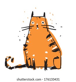 Doodle sketchy simply vector illustration: color cat