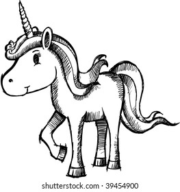 Doodle Sketchy Unicorn vector