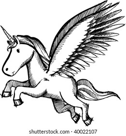 Doodle Sketchy Unicorn vector