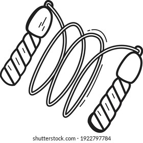 doodle saltando la cuerda de saltar contorno de icono vector, dibujo a mano saltar cuerda de salto 