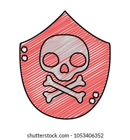 doodle skull with bones death danger symbol