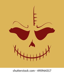 Doodle Skull with Evil Laugh. Simple silhouette
