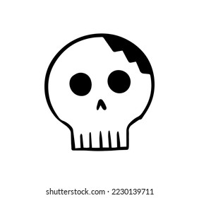 Doodle skull hand drawn line design vector. Character symbol. 
