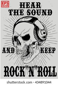 doodle skull and headphone or illustration