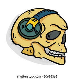 Calavera de garabato en auriculares