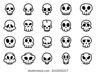 Doodle Skull Icon Element Set