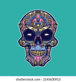 doodle skull illustration perfect for design