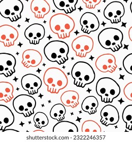 Patrón sin fisuras de caracol en un fondo blanco. Vector de Halloween dibujado a mano.