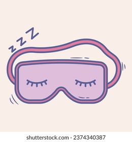 Doodle sleeping mask element. Vector element with skincare theme and doodle hand drawn style. Illustration.