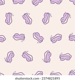 Doodle sleeping mask seamless pattern. Suitable for backgrounds, wallpapers, fabrics, textiles, wrapping papers, printed materials, and many more.