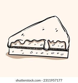 Doodle slice cake with sprinkles and cream background