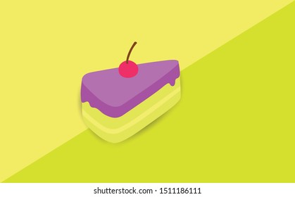 Doodle slice of cheesecake with berries isolated on white background. Vector illustration.