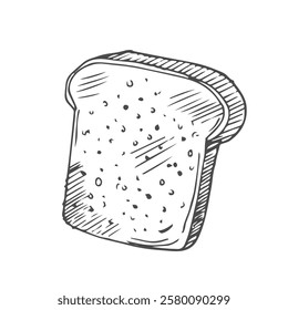 Doodle sliced bread and toasts illustration isolated on white. square loaf with various bread slices. sandwich icons collection. Toast bread