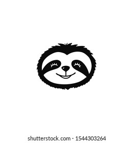 Doodle sloth bear face for print design, poster, t-shirt. Cute cartoon character. Sketch tropical animal. Hand drawn vector illustration isolated on white background.