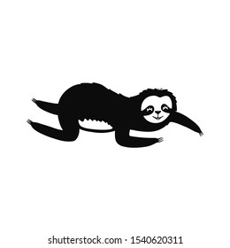 Doodle sloth bear for print design, poster, t-shirt. Cute cartoon character. Sketch tropical animal. Hand drawn vector illustration isolated on white background.