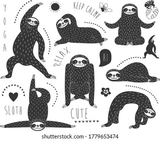 Colecciones de la cresta de yoga Doodle Sloth Bear