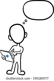 doodle small person - with tablet
