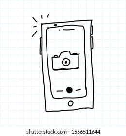 doodle smartphone with camera icon