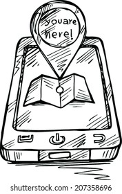 doodle smartphone with maps 