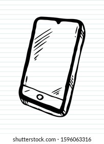 Doodle smartphone on paper background, vector illustration
