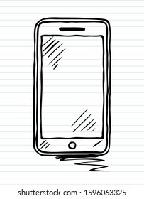 Doodle smartphone on paper background, vector illustration
