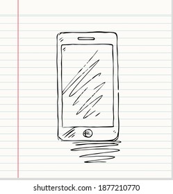 Doodle Smartphone on paper background. Vector illustration.