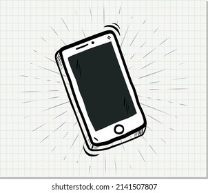 Teléfono inteligente Doodle sobre fondo de papel