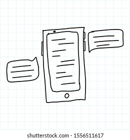 doodle smartphone with speech bubble