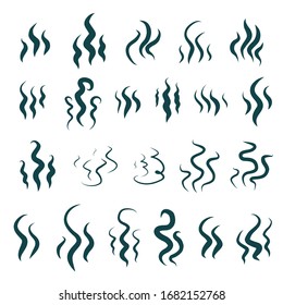 Doodle smells icon set. Hot aroma, stink, cooking steam, smelling, vapor, smoking, odors symbol hand drawn collection