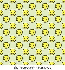 Doodle smile character pattern , seamless background , vector for design.