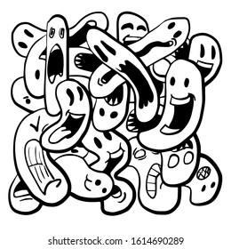 Doodle of smile emoticon hand drawn illustration